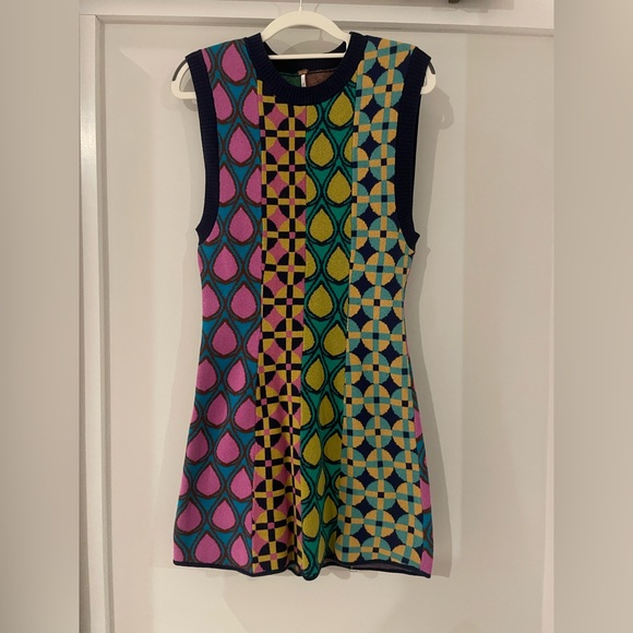 Desigual Dresses & Skirts - Free People 
Sleeveless Patterned Knit Dress in Pink, Green and Blue